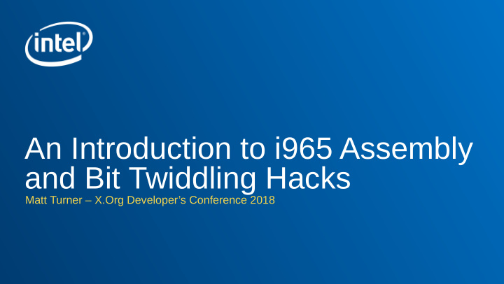 an introduction to i965 assembly and bit twiddling hacks