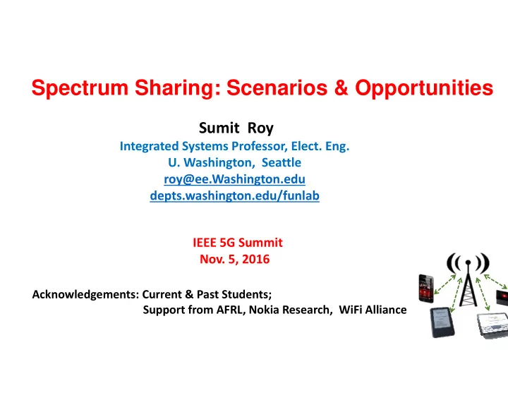 spectrum sharing scenarios opportunities