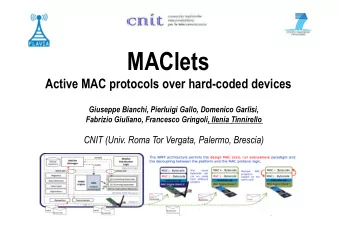 MAClets  Active MAC protocols over hard-coded devices  Giuseppe Bianchi, Pierluigi Gallo, Domenico