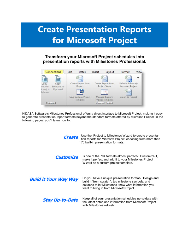 create presentation reports for microsoft project