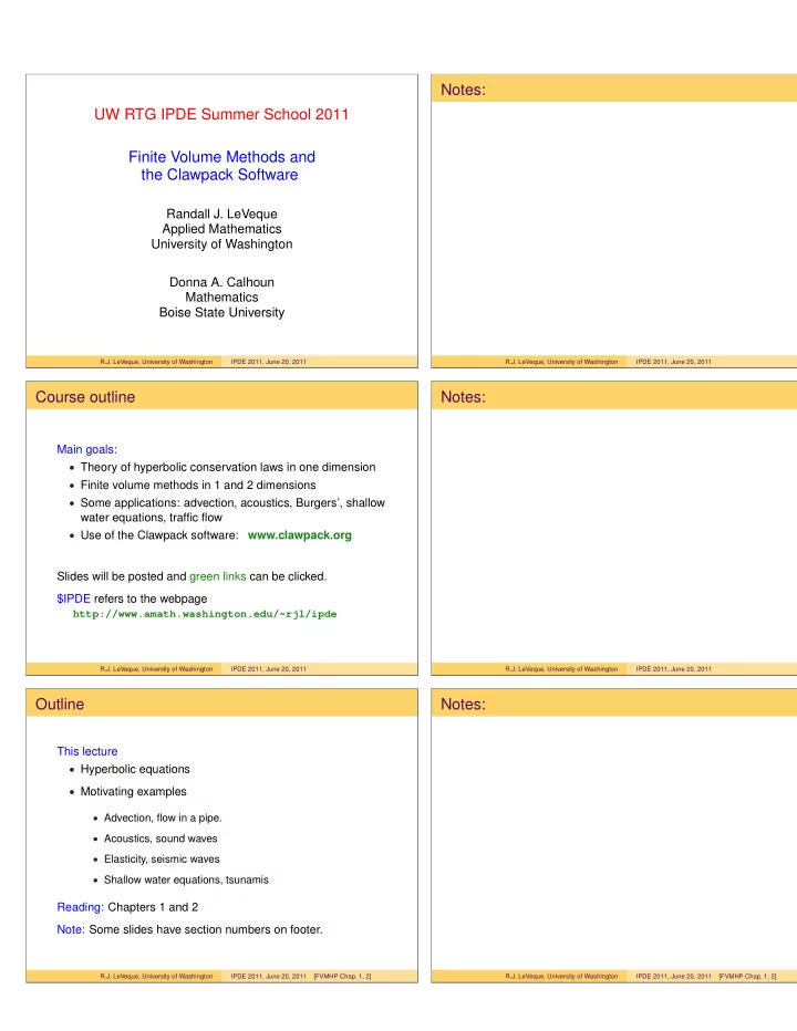 notes uw rtg ipde summer school 2011 finite volume