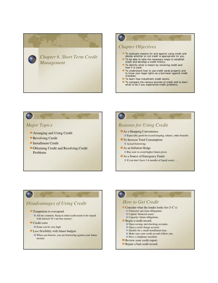 chapter objectives