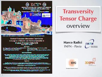 Transversity  IN NUCLEAR PHYSICS AND RELATED AREAS  TRENTO, ITALY  Institutional Member of the