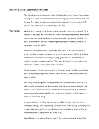 1  getting to the nitty-gritty of semiconductor physics and how it relates to solar cell  devices.