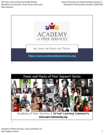 Faces and Places of Peer Support  Academy of Peer Services | Virtual Learning Community