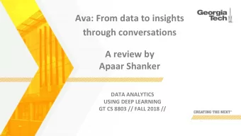 Ava: From data to insights  through conversations  A review by  Apaar Shanker  DATA ANALYTICS