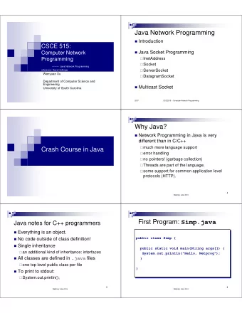 Java Network Programming  Introduction  CSCE 515:  Java Socket Programming  Computer Network