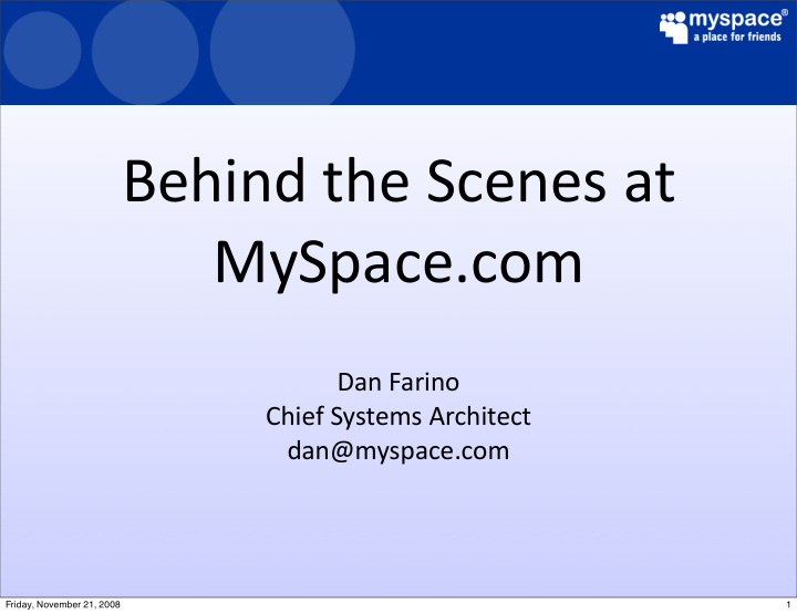 behind the scenes at myspace com