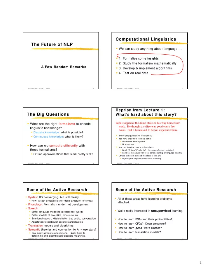 computational linguistics the future of nlp