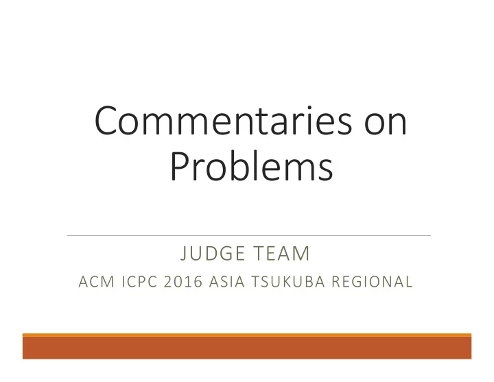 commentaries on problems