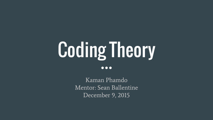 coding theory