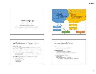 The  ML  Language  end;  Lisp  Algol   60  (We  will  use  Standard  ML.)