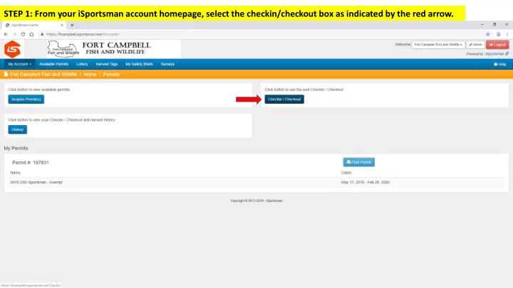 step 1 from your isportsman account homepage select the
