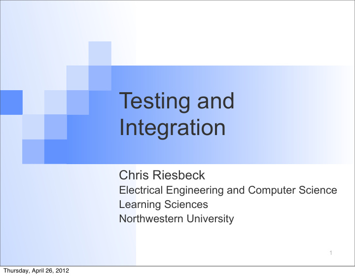 testing and integration