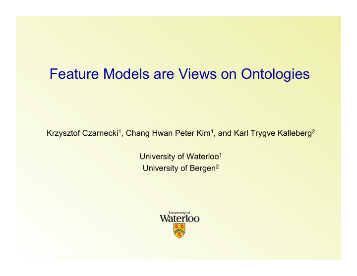 feature models are views on ontologies