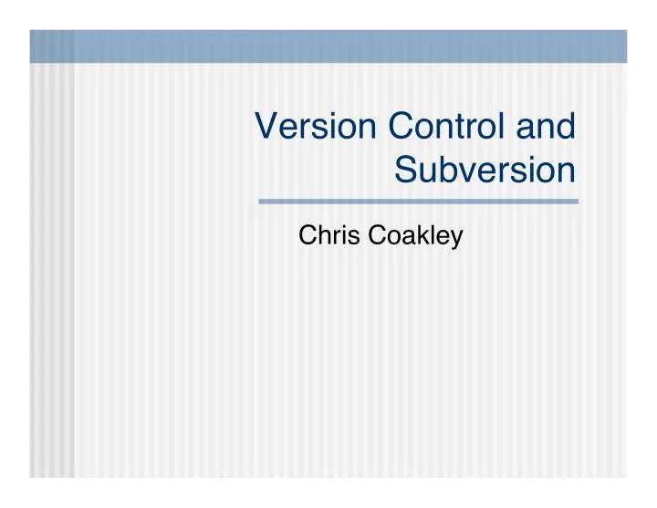 version control and subversion