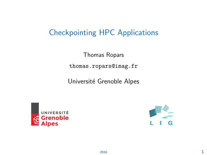 checkpointing hpc applications