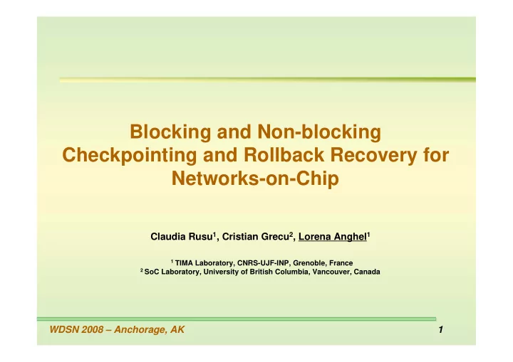 blocking and non blocking checkpointing and rollback