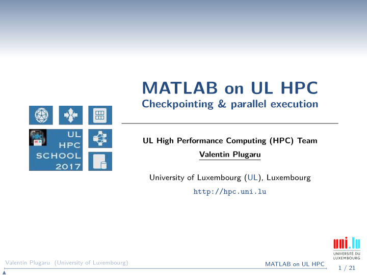 matlab on ul hpc