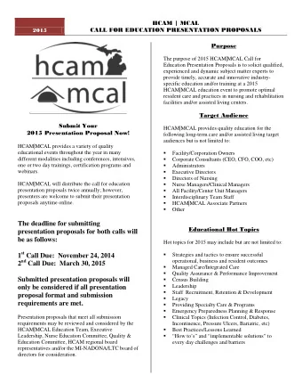 The deadline for submitting  Educational Hot Topics  presentation proposals for both calls will  be