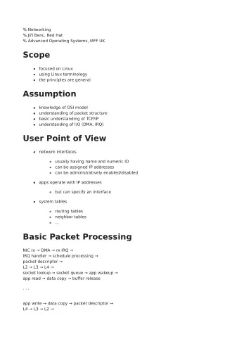 Scope  focused on Linux  using Linux terminology  the principles are general  Assumption  knowledge