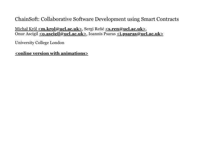 chainsoft collaborative software development using smart