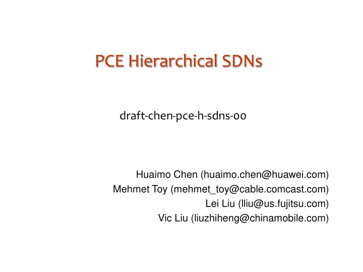 pce hierarchical sdns