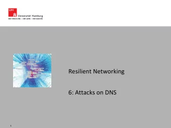 Resilient Networking  6: Attacks on DNS  1  Chapter Outline  Overview of DNS  Known attacks
