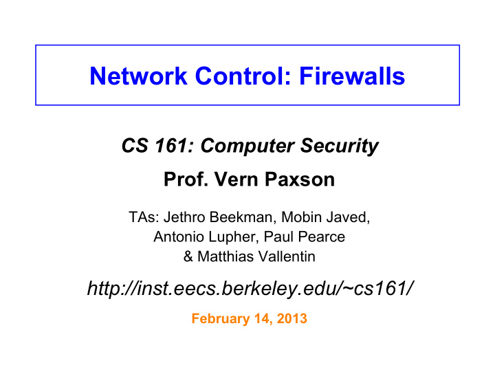 network control firewalls