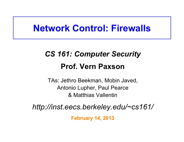 network control firewalls
