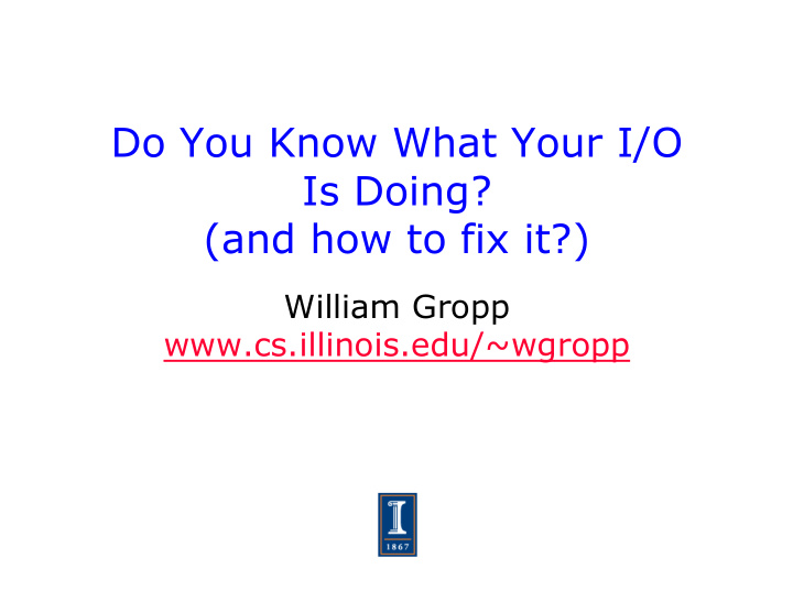 do you know what your i o is doing and how to fix it