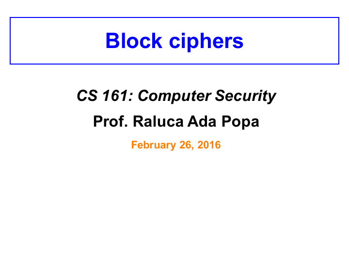 block ciphers