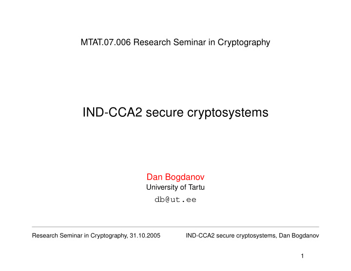 ind cca2 secure cryptosystems