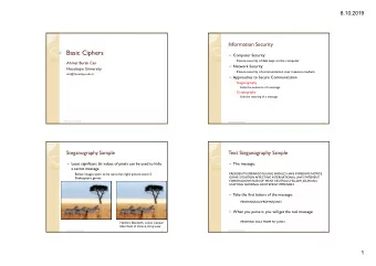 Basic Ciphers  Computer Security:  Ensure security of data kept on the computer  Ahmet Burak