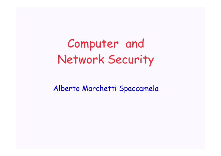 computer and network security