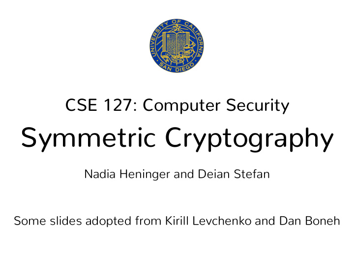 symmetric cryptography