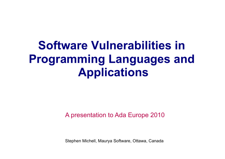software vulnerabilities in programming languages and