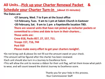 All Units...Pick up your Charter Renewal Packet  &amp; Schedule your Charter Turn-in (about 15