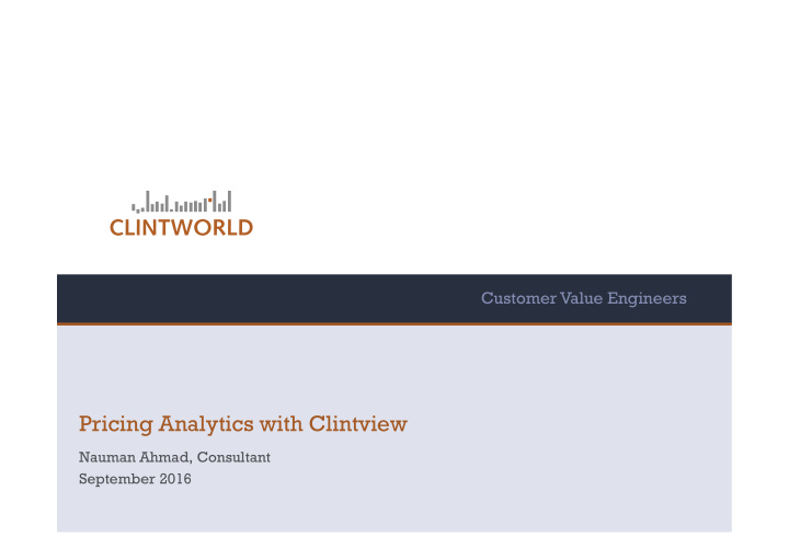 pricing analytics with clintview