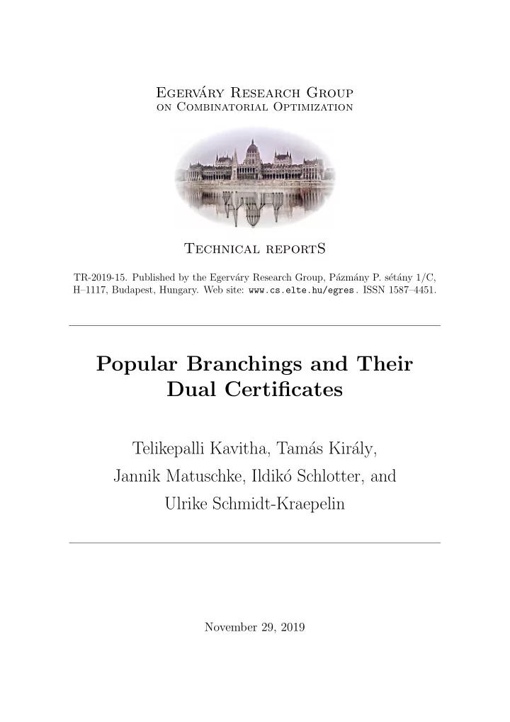 popular branchings and their dual certificates