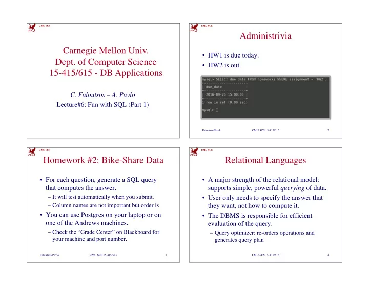 administrivia carnegie mellon univ