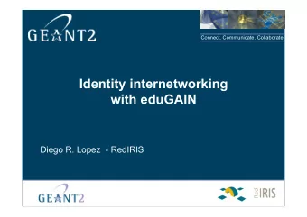Identity internetworking  with eduGAIN  Diego R. Lopez  - RedIRIS  Confederations Federate