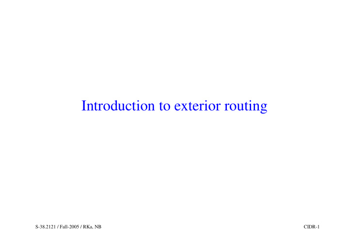 introduction to exterior routing