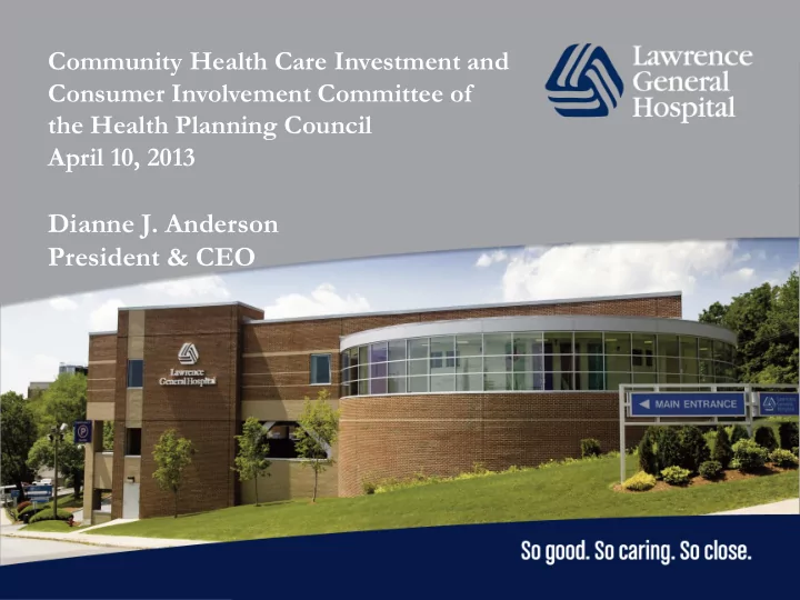 community health care investment and consumer involvement