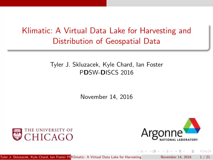 klimatic a virtual data lake for harvesting and