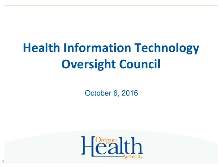 health information technology oversight council