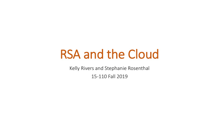 rsa and the cloud