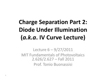 Diode Under Illumination ( a.k.a . IV Curve Lecture) Lecture 6  9/27/2011  MIT Fundamentals of