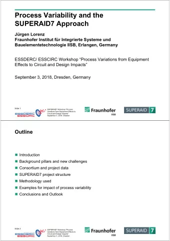 Process Variability and the  SUPERAID7 Approach  Jrgen Lorenz  Fraunhofer Institut fr