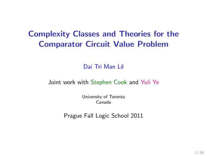 complexity classes and theories for the comparator